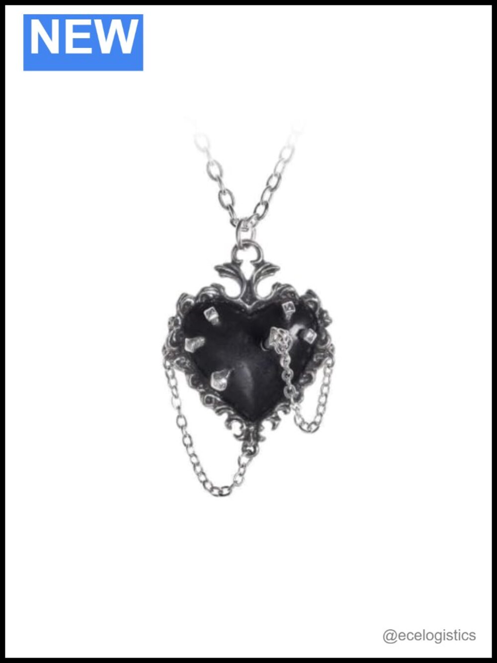 Alchemy Heart Pendant Necklace Pewter Nails 18" Chain